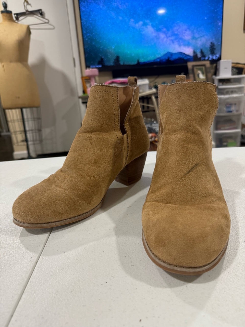Torrid Suede Ankle Booties in Camel Brown - Women